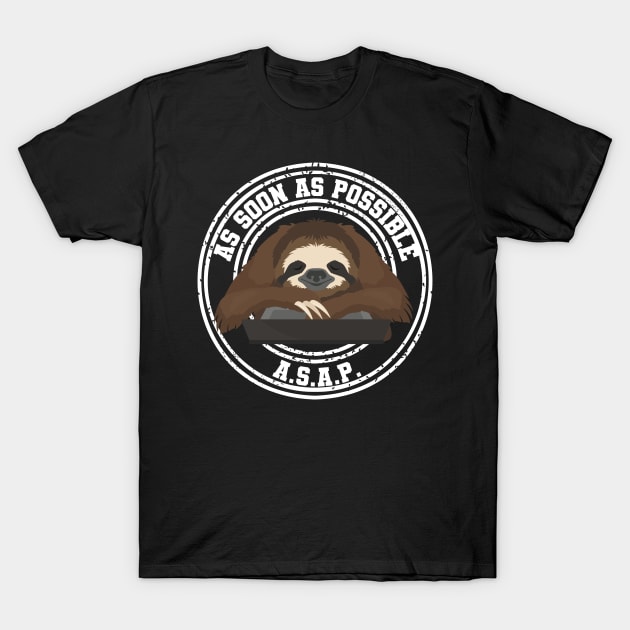 Humor Lazy worker Cute Funny Sloth T-Shirt by ProLakeDesigns